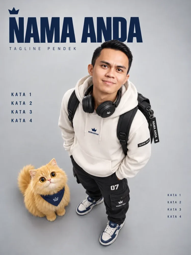 Poster Karakter 3D dan Kucing Angora